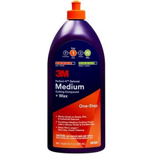 Medium Cutting Compound Plus Wax, Perfect-It, Gelcoat, 3M