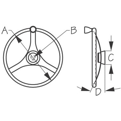 Sea-Dog, Steering Wheel, with Integral Knob, 13-1/2"