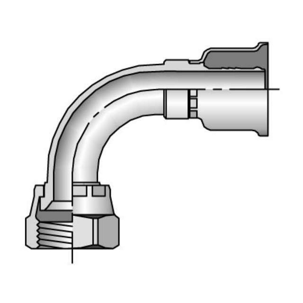 Parkrimp Permanent Female JIC 37° - Swivel - 90° Elbow - Short Drop, Series 13926