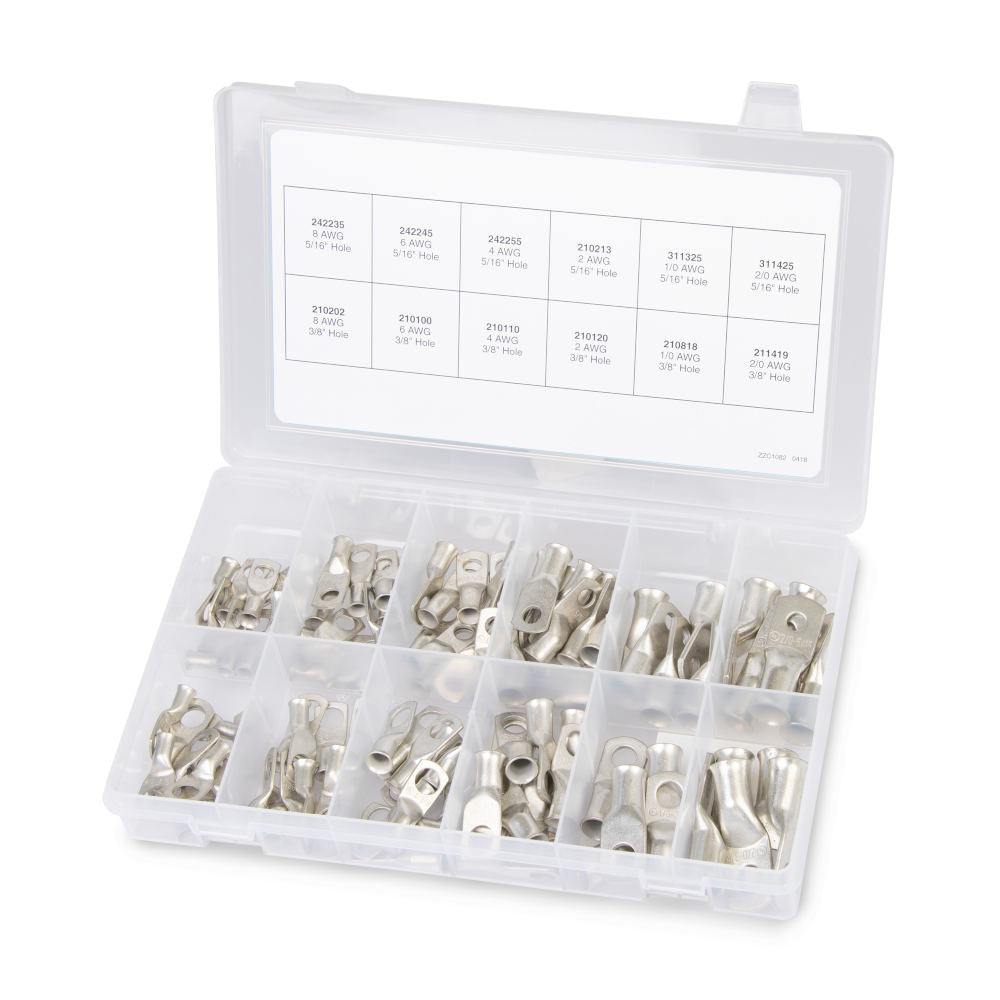 Tinned Copper Lug Kit, 255101 (100 Pieces) Ancor Marine