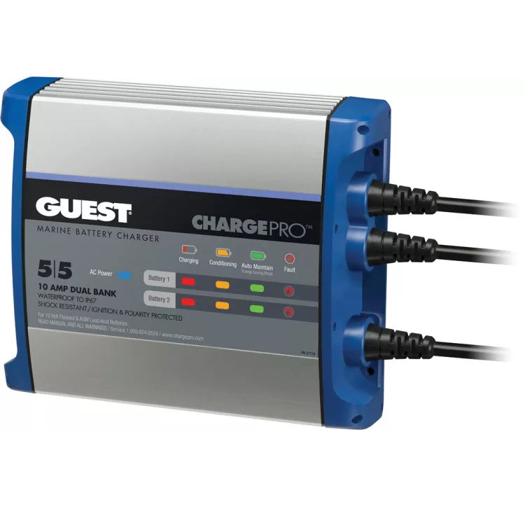 Marinco On-Board Battery Charger, 10A/12v DC, 2 Bank