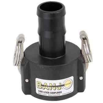 Banjo 2" Female Coupler and 1-1/2" Hose Shank Poly Cam Lever Coupling