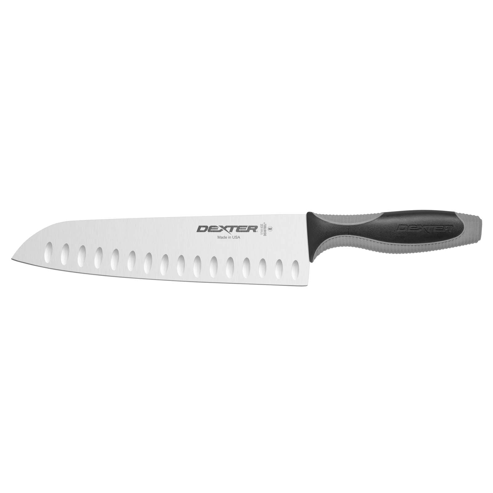Duo Edge Santoku Chef Knife, Black, Plastic, Dexsteel - 9"