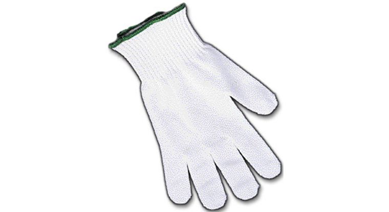 Cut Resistant Glove, White w/ Black Wrist Band, XL
