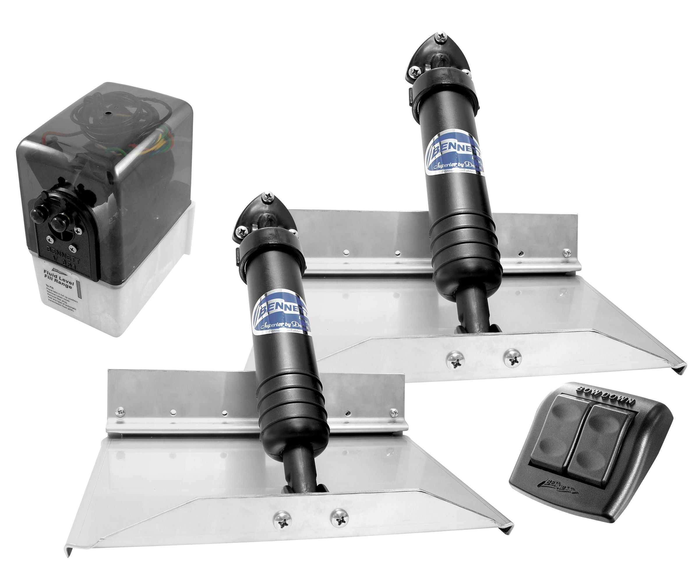 Bennett Marine Hydraulic Trim Tab Sets with Euro-Style Control, 12"x9" or 18"x9"