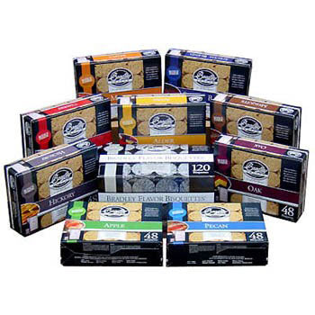 Bradley Smoker Real Wood Bisquettes, 24 & 120 Packs, Multiple Wood Flavors