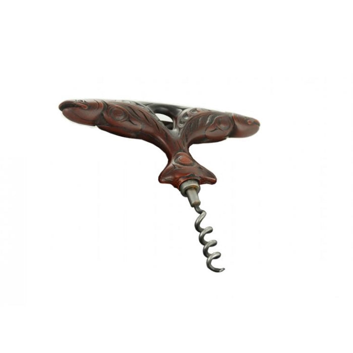 Recycled Glass Carved Salmon Corkscrew