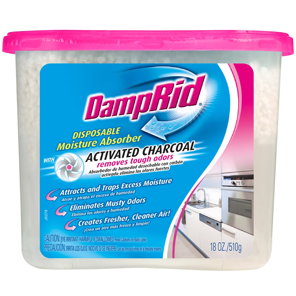 DampRid Disposable Moisture Absorbers Activated Charcoal, 18oz Tub