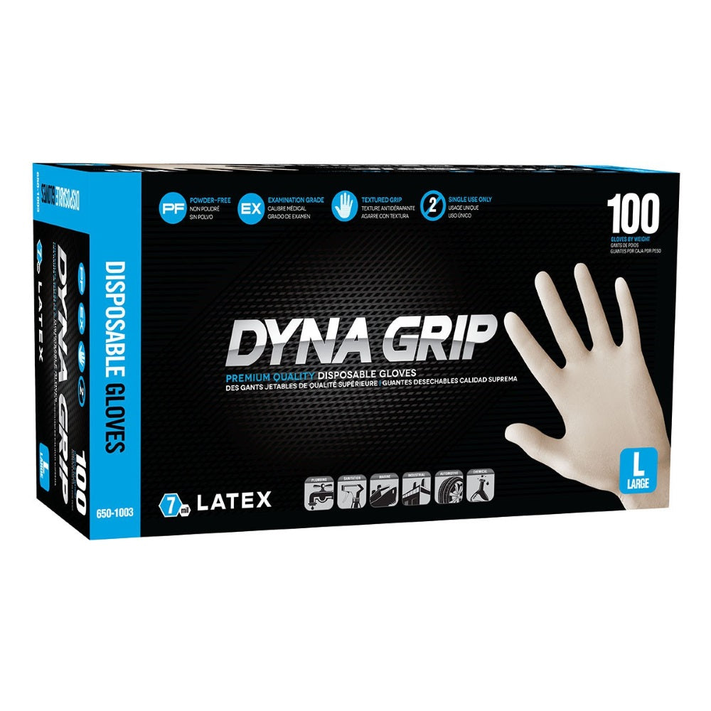 SAS Dyna Grip Latex Disposable Powder Free Gloves