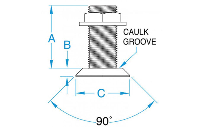 3" NPS NPT Combo Flush Thru Hull, FTH-3000-W