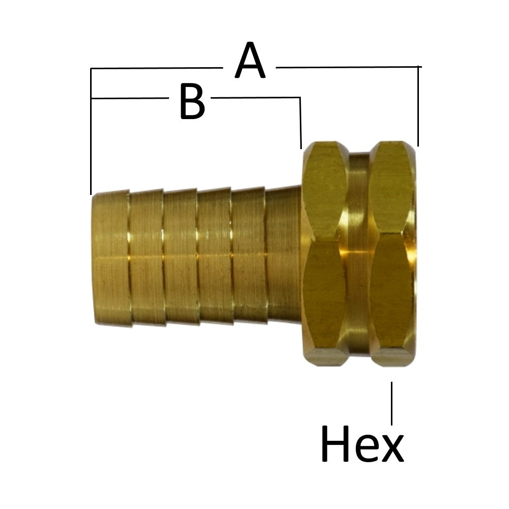 Midland Metal Barstock Brass Garden Hose Couplings, Female Swivel Only