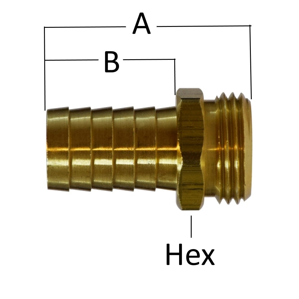 Midland Metal Barstock Brass Garden Hose Couplings, Male End Only