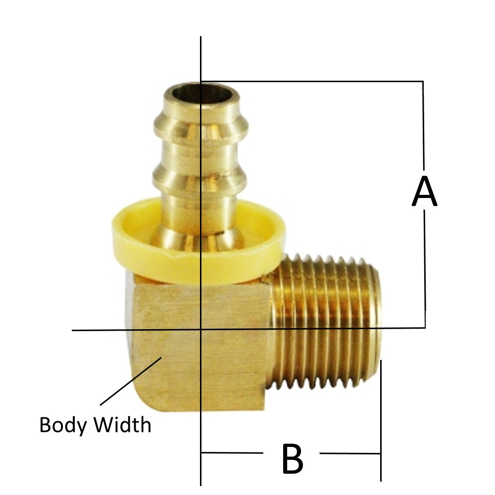 Midland Metal Male Elbow PusOn Hose Barb Brass Fittings