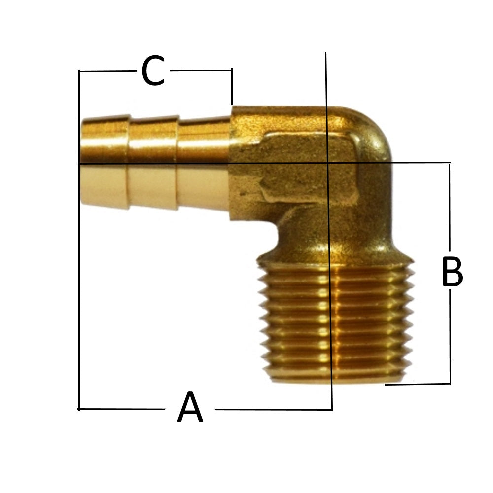 Midland Metal Barstock Hose Barb 90° Elbow Brass Fittings
