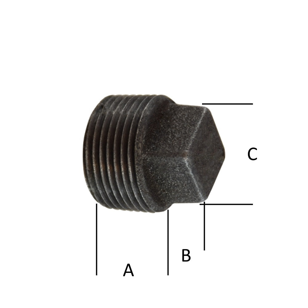 Midland Metals Black Square Head Plug Fittings