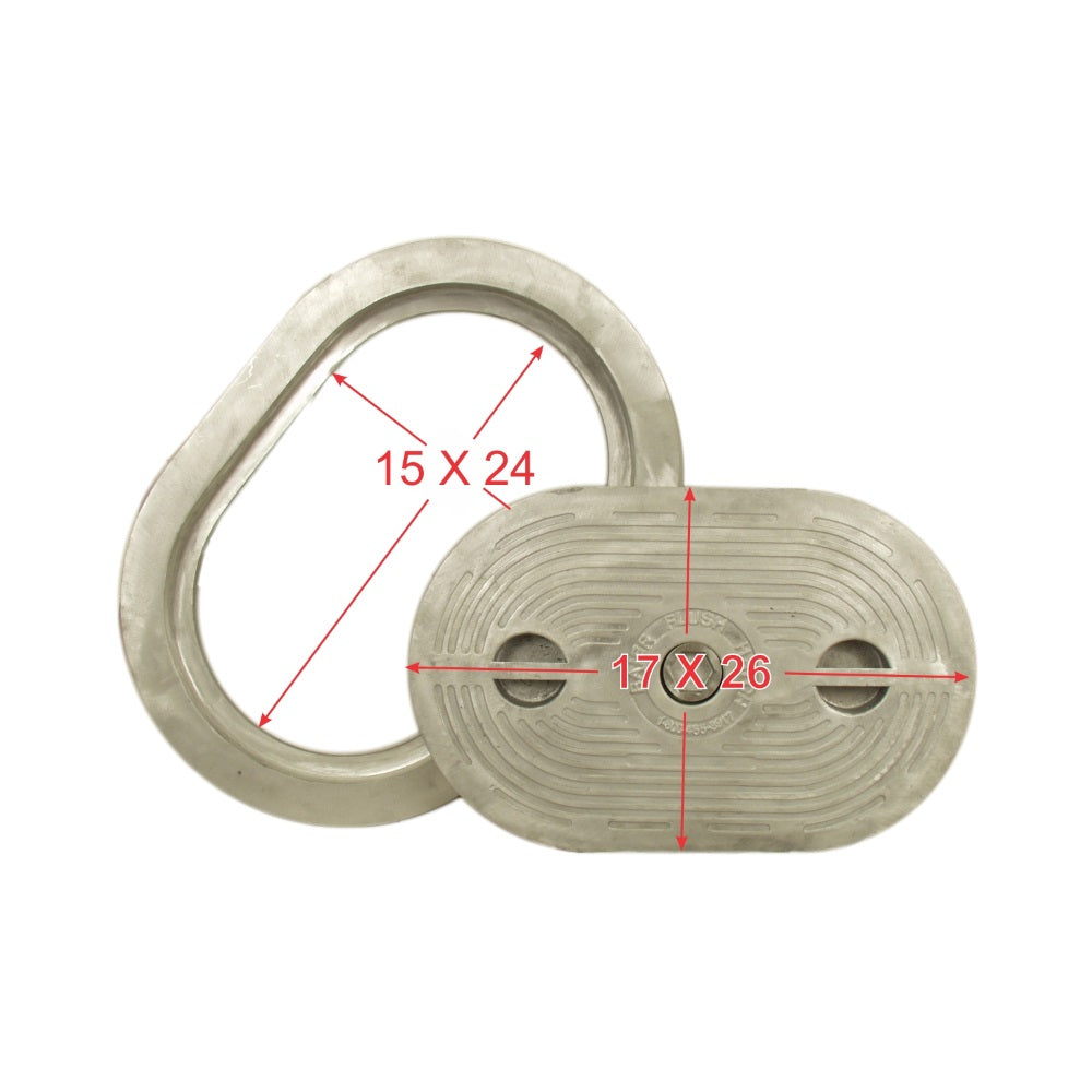 Baier Flush Oval 15" x 24" Deck Hatch with Hex Centerbolt