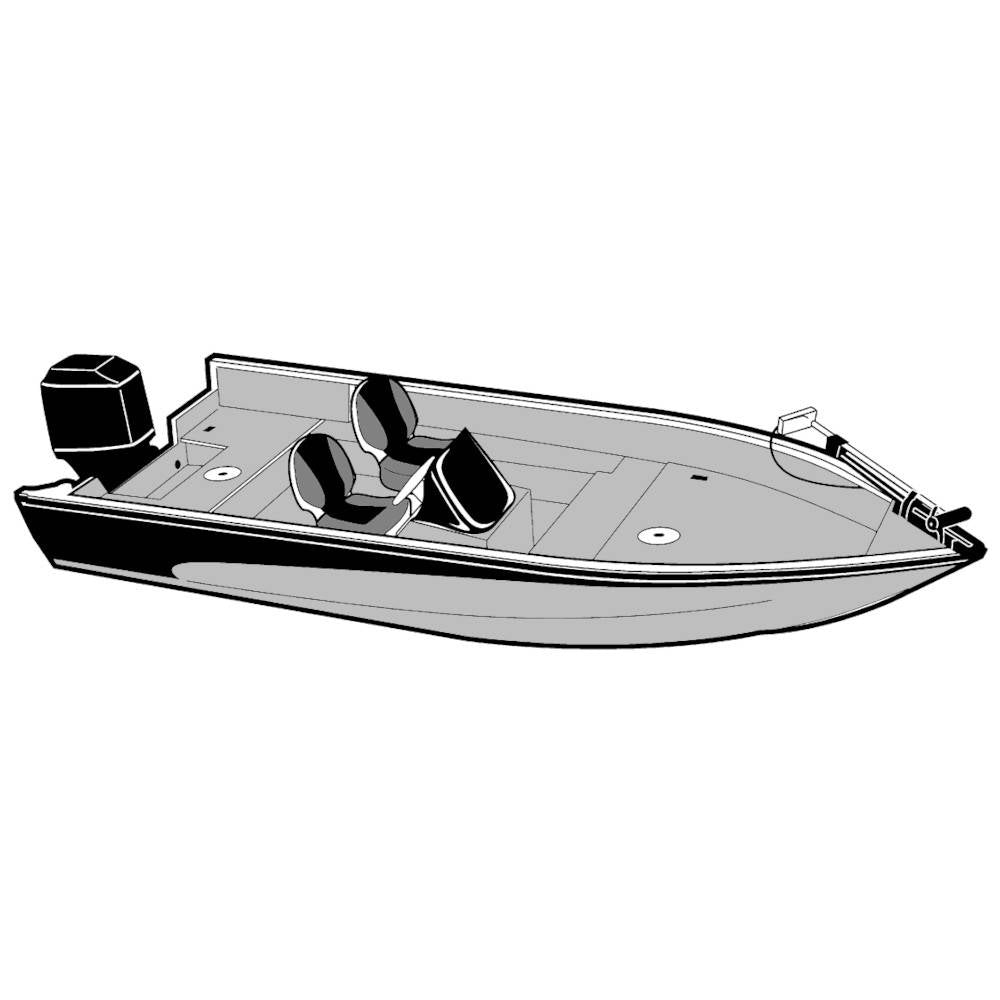 Carver Semi-Custom Cover, Narrow V-Hull Fishing Boat w/ Side Console, Motor Cover Attached