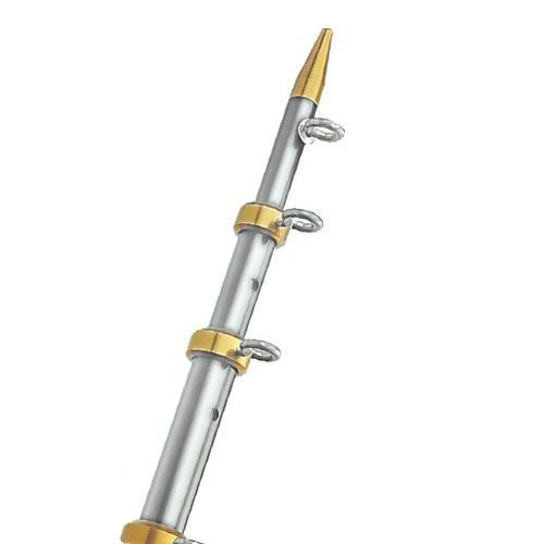 Taco, Outrigger Pole, Telescoping to 15', 1-1/2" Butt End, Silver with Gold