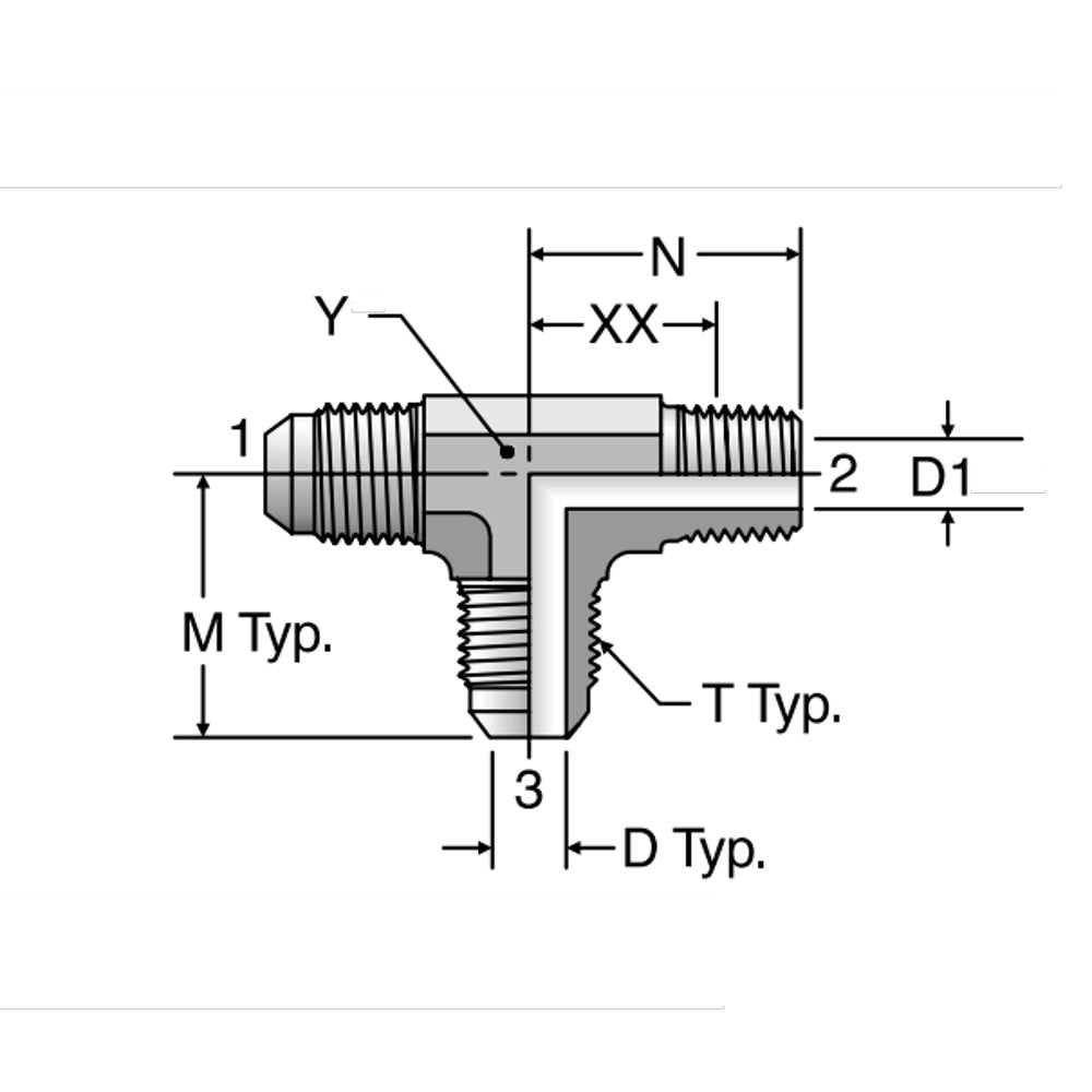 Parker 13 Series 37° Flare Male Run Tee
