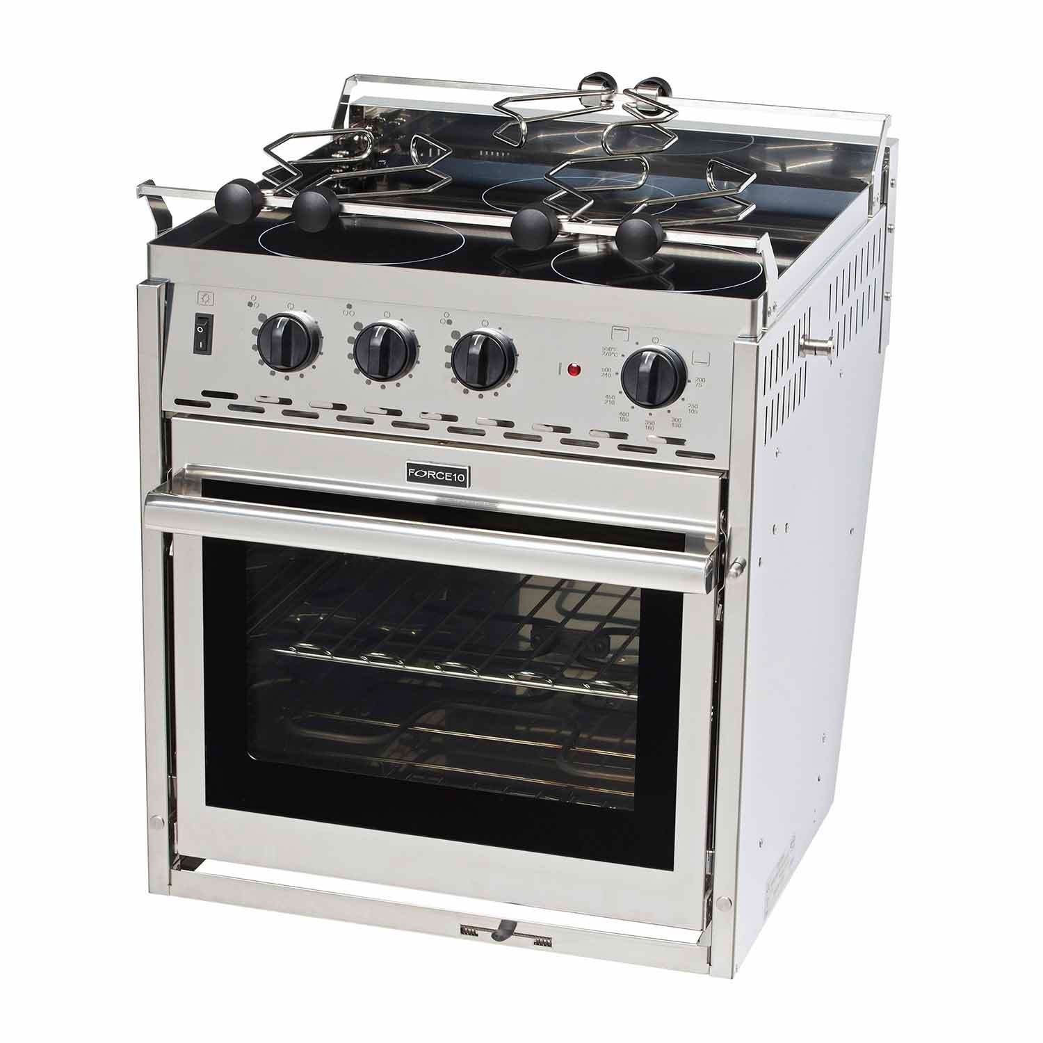 3-Burner Ceramic Glass top w/Oven and Broiler - Gimbaled - 120 V - Euro Standard Size by Force 10