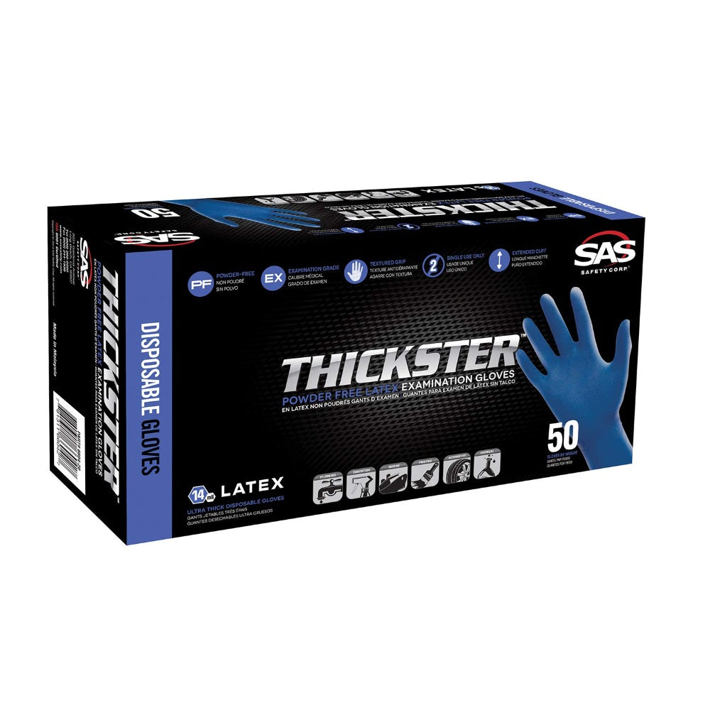 SAS Safety Thickster Powder-Free Exam Grade Gloves, Box of 50