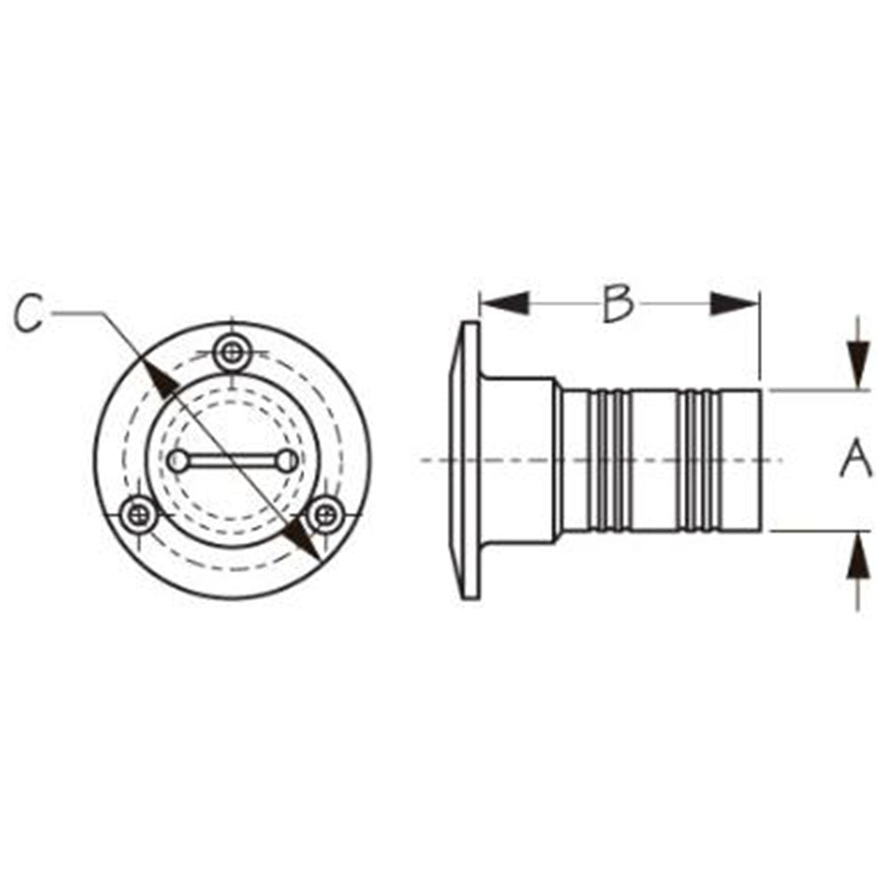 Sea-Dog, Hose Deck Fill, 316 Stainless, 1-1/2" Hose, Waste