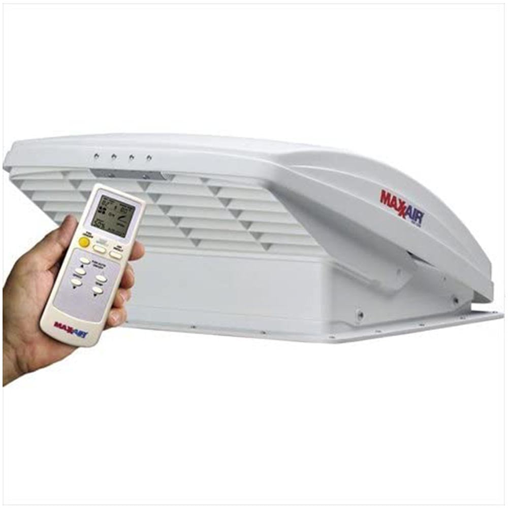 RV 10-Speed Fan w/Electric Opening, Remote Control & Rain Shield, MaxxFan Deluxe 0007000K White