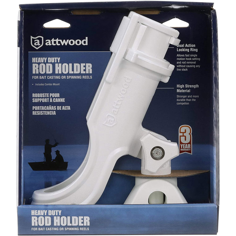 Attwood Adjustable Rod Holder With Bi-Axis Mount-White