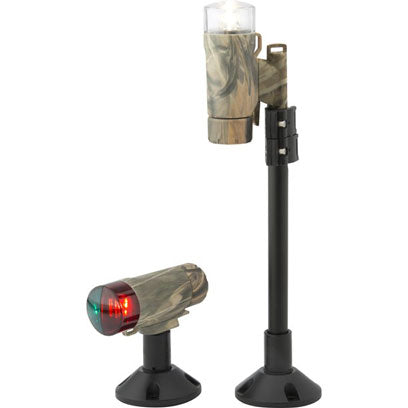 Attwood 14191-7 Camo C-Clamp Mount Portable LED Nav Light Kit With Threaded Pole