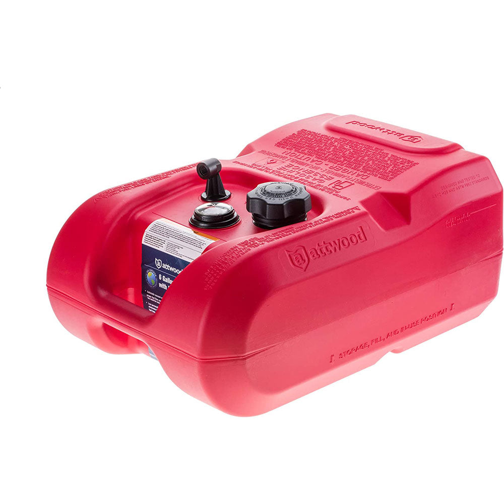Attwood Portable Fuel Tank, 6 Gallon w/Gauge, EPA/CARB Compliant