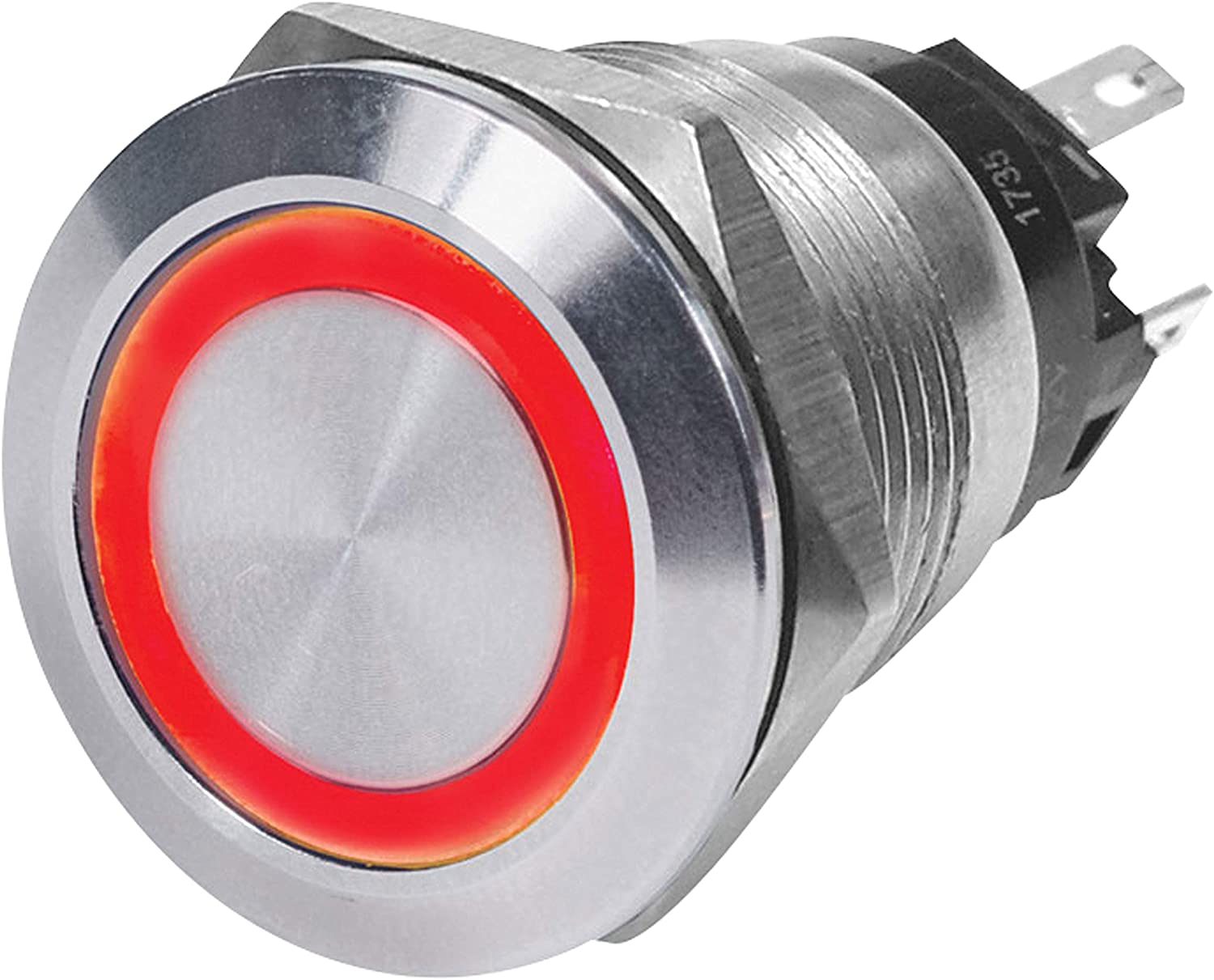 Blue Sea 4162 Push Button LED Ring Switch, Red, Off-On