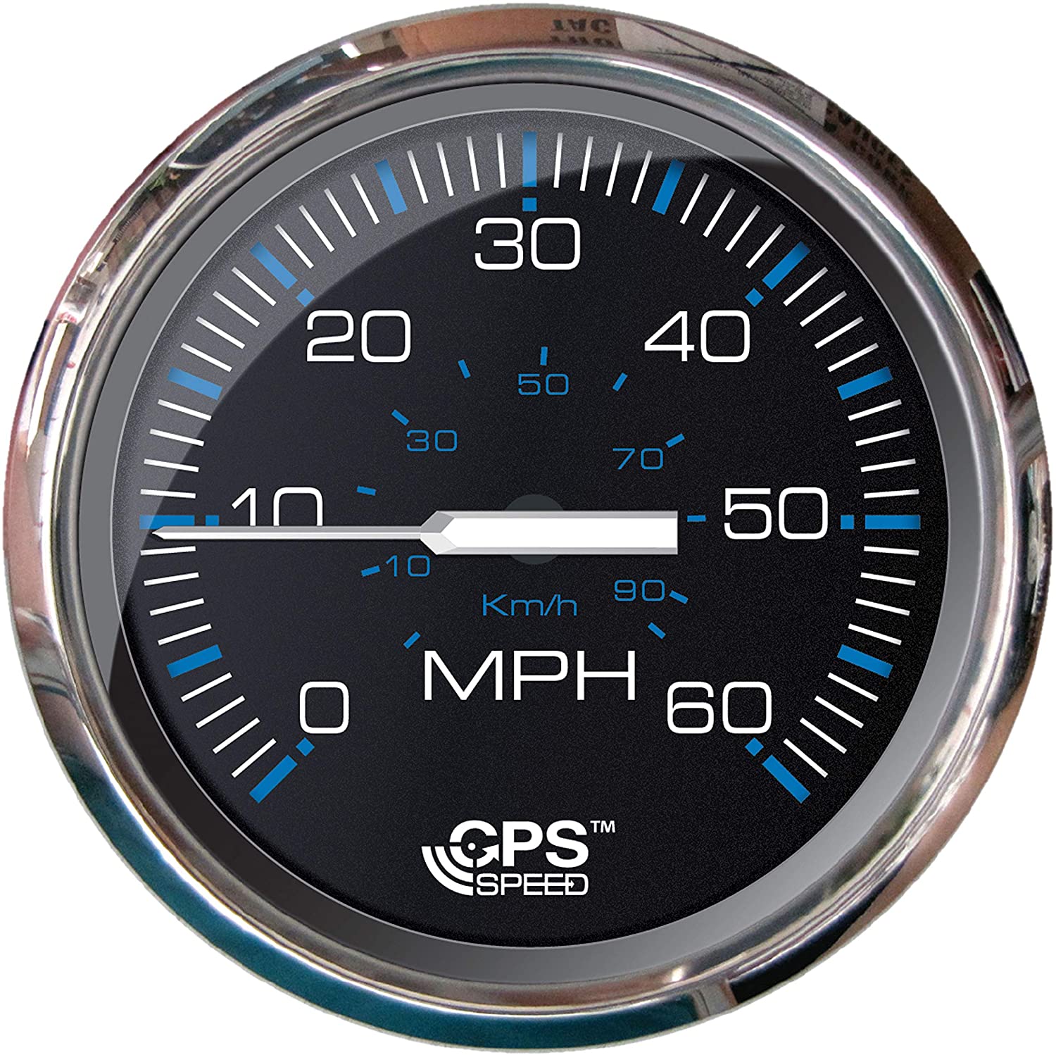 Faria 33749 Chesapeake SS Black 4" Gauge - 60 MPH GPS Speedometer