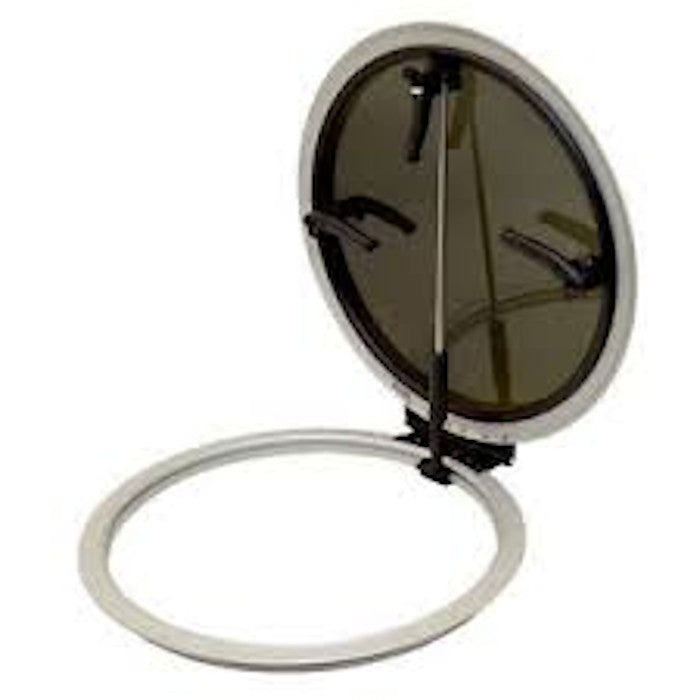 Bomar, NIBO Hatch N1139-10A, 20.375" Dia. External Hinge, Clear Frame, Smoke Lens