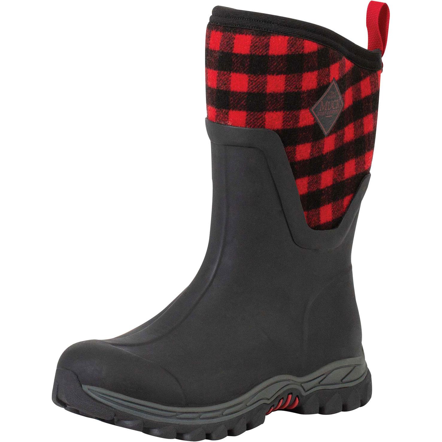 Open-Box Muck Women's Arctic Sport Mid Boot, Black / Buffalo Plaid Material, Size 6