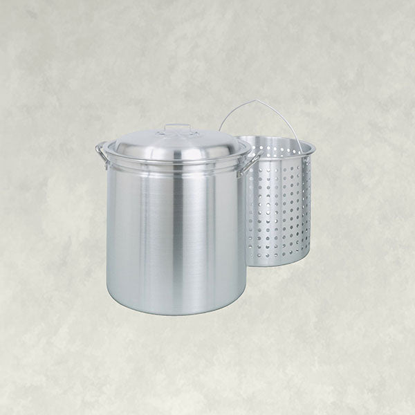 34 QT Aluminum Pot w/Basket, 4034