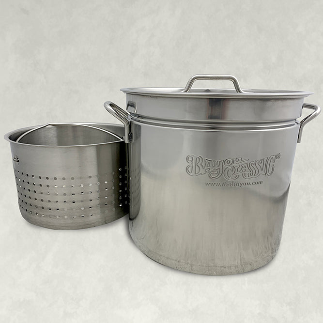 24 QT Stainless Steel Stock Pot With Basket, 1124