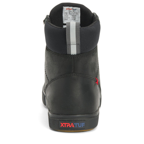 Open Box -Xtratuf Men's Leather Ankle Deck Boot Lace Black