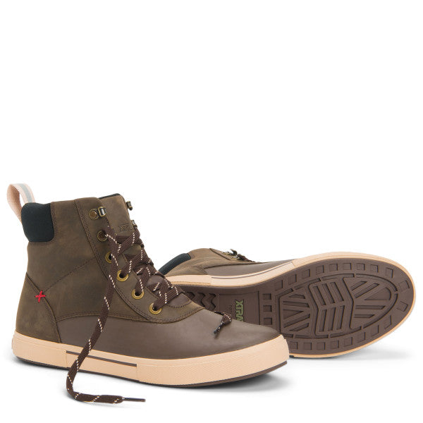 Xtratuf Men's Leather Ankle Deck Boot Lace Chocolate
