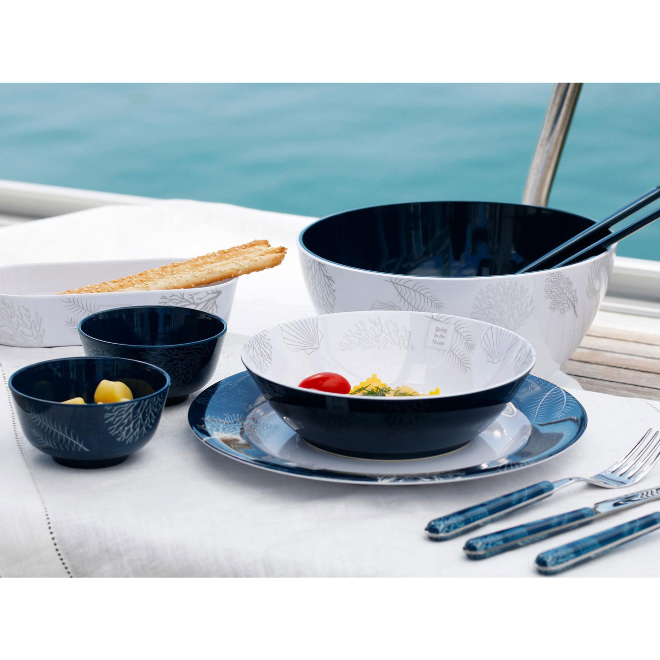 Melamine Salad Bowl With Cutlery, Living