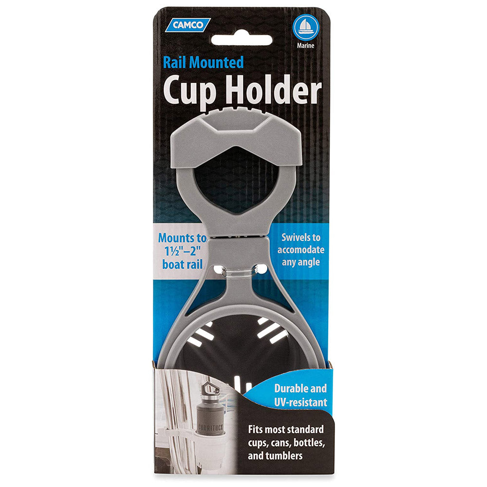 Small Clamp-On Cup Holder, Rail Mount, Gray