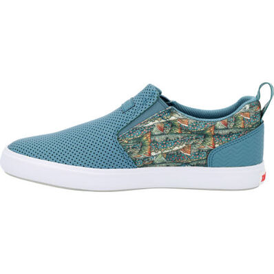 Women's FisheWear Sharkbyte Leather Deck Shoes, Smoke Blue/Dooly Vee