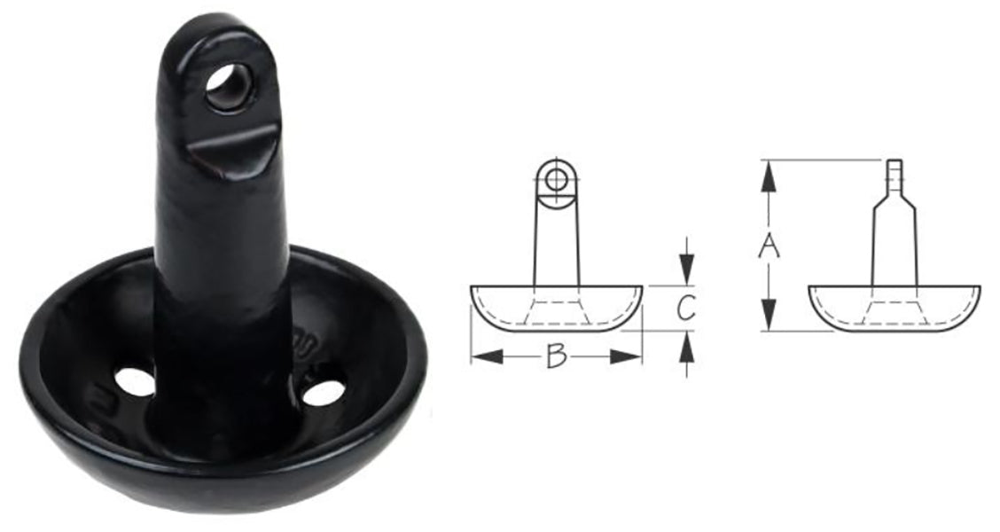 Size 10 (10.9 lb.) Mushroom Anchor, Black Vinyl-Coated Cast Iron