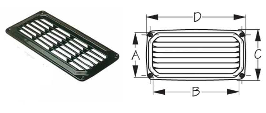 ABS Louvered Vent, Black