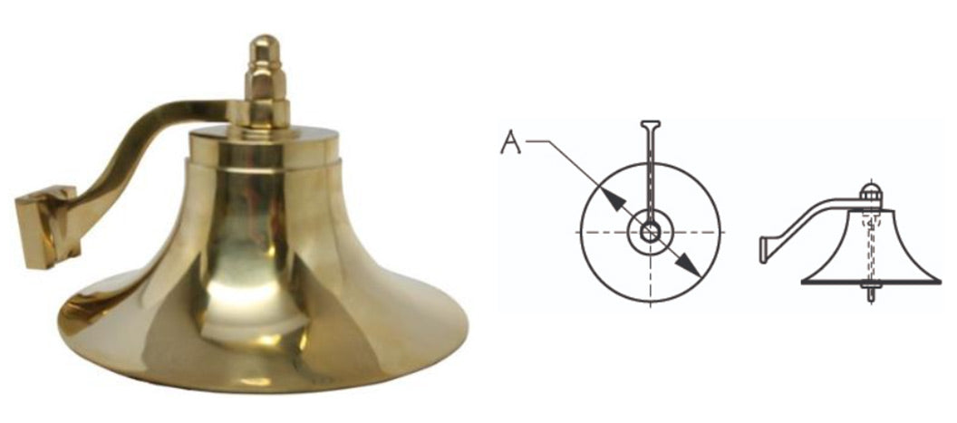 Cast Polished Brass Bell, 6"