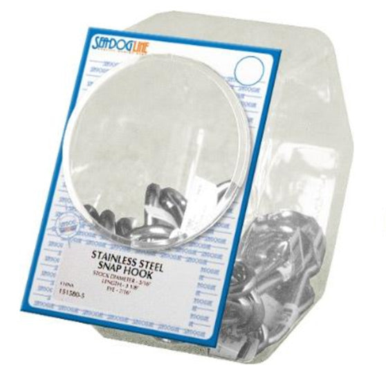 5/16" Non-Rated Stainless Snap Hooks, 25-Count POP Display