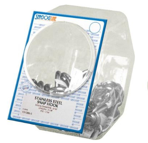 3/8" Non-Rated Stainless Snap Hooks, 10-Count POP Display