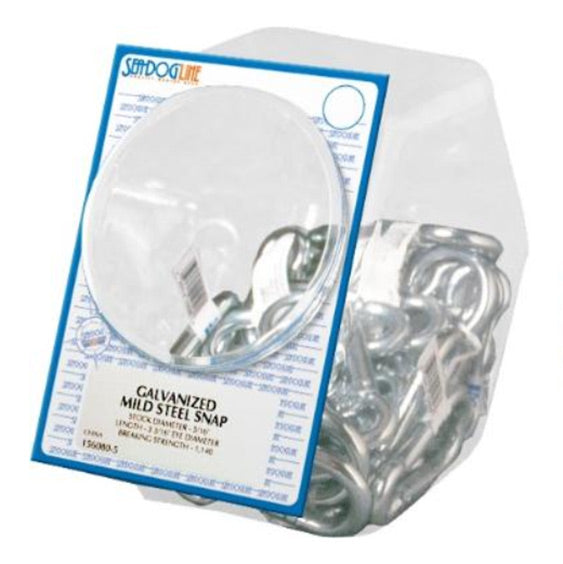 3/8" Non-Rated Galvanized Steel Snap Hooks, 15-Count POP Display