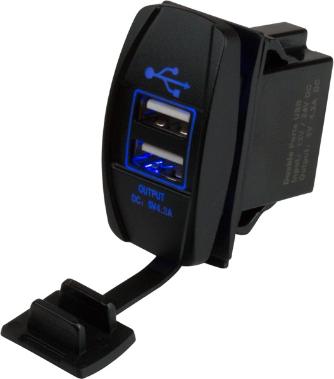 Dual USB Rocker Switch Style Power Socket
