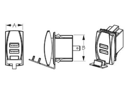 Dual USB Rocker Switch Style Power Socket