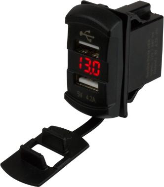Dual USB Rocker Switch Style Volt Meter, Hidden Display